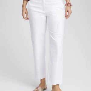 Striped Straight-Leg Cropped Pants