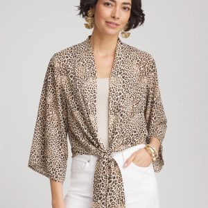 Animal Print Tie-Front Kimono