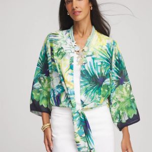 Tropical Tie-Front Kimono
