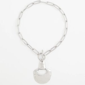 Silvertone Toggle Pendant Necklace