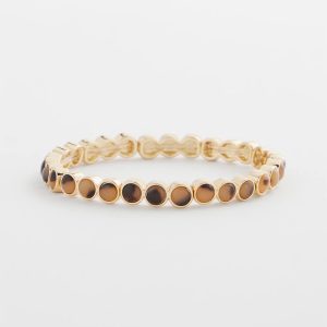Tortoise Goldtone Round Stretch Bracelet