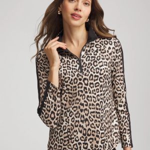 Zenergy® UPF Animal-Print Half-Zip Pullover Top