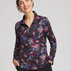 Zenergy® UPF Floral Half-Zip Pullover Top