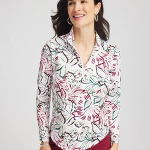 Zenergy® UPF Floral Mockneck Golf Top