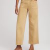 Neutral Pull-On Cropped Wide-Leg Frayed Jeans