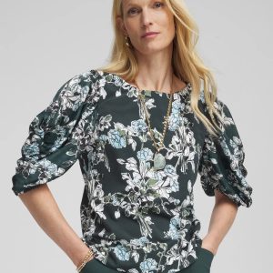 Crewneck Bubble-Sleeve Top