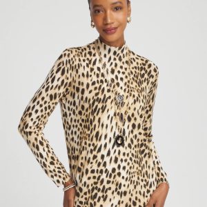 Ella Mockneck Animal-Print Pullover Sweater