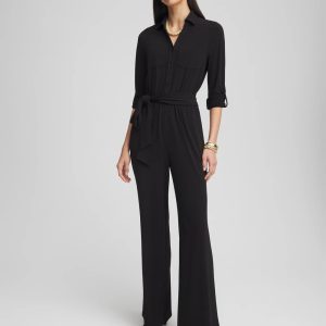 Petite Belted Jersey Maxi Jumpsuit